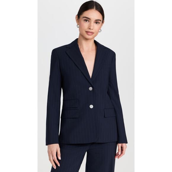 THEORY Tailor Blazer Pinstripe Navy Wool Jacket - Picture 1 of 16